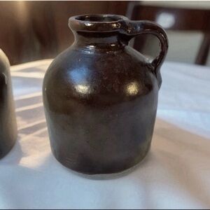 Vintage Brown Earthenware Jug With Handle 6.5 inches Stoneware Vase